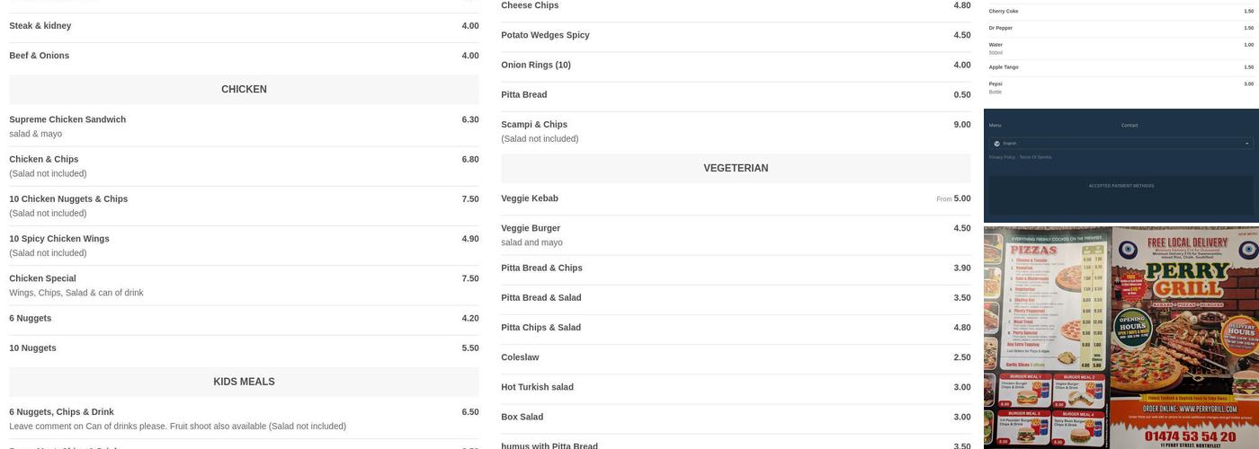 Perry Grill Menu