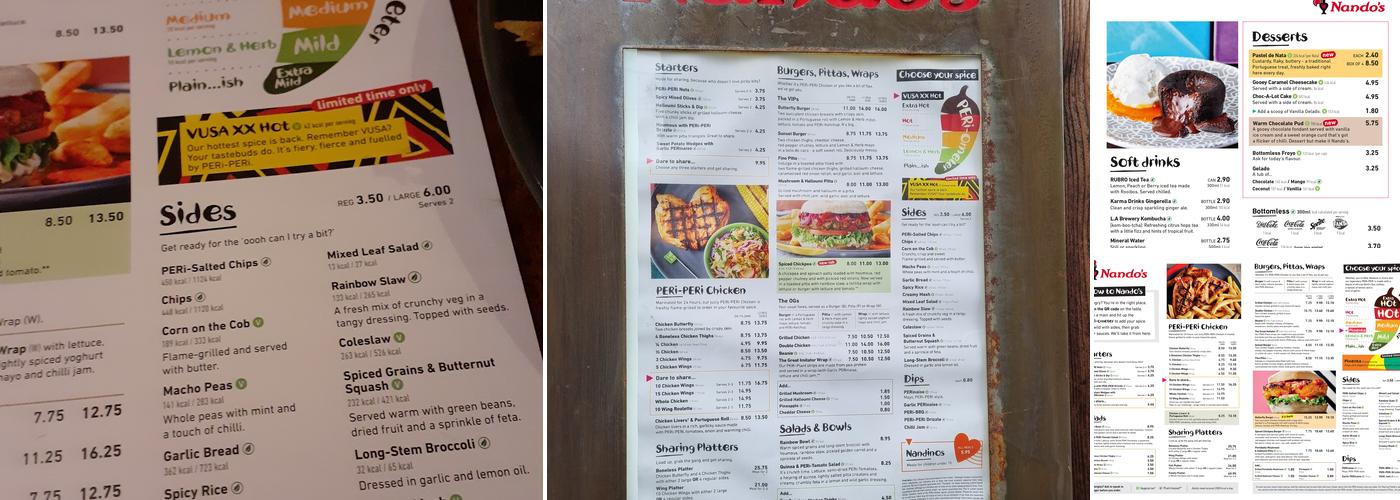 Nando's East Croydon Menu