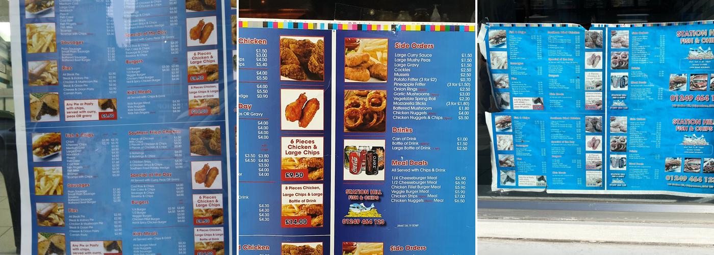Station Hill Fish and Chips Menu
