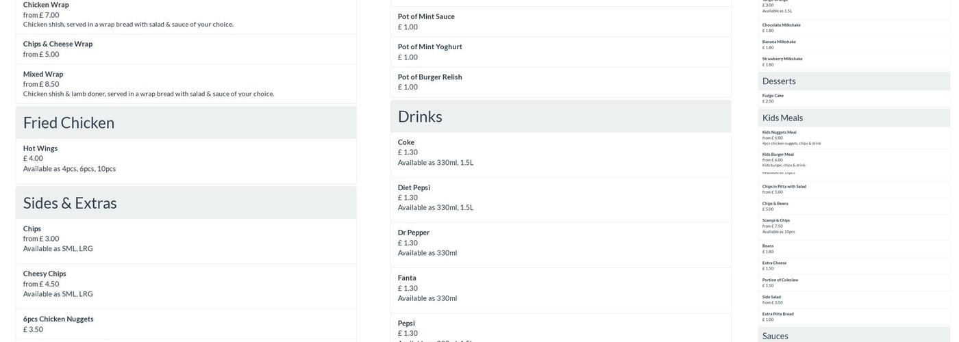 Chippenham Kebab & Pizza Menu