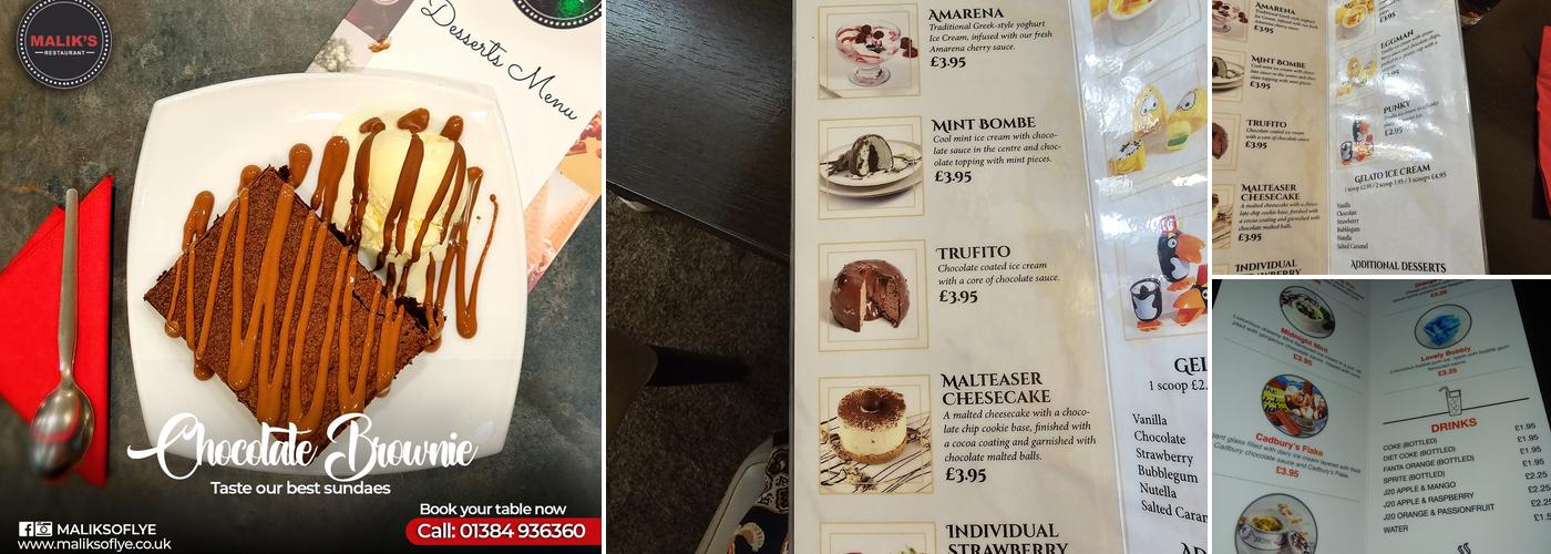 Malik's Restaurant Menu