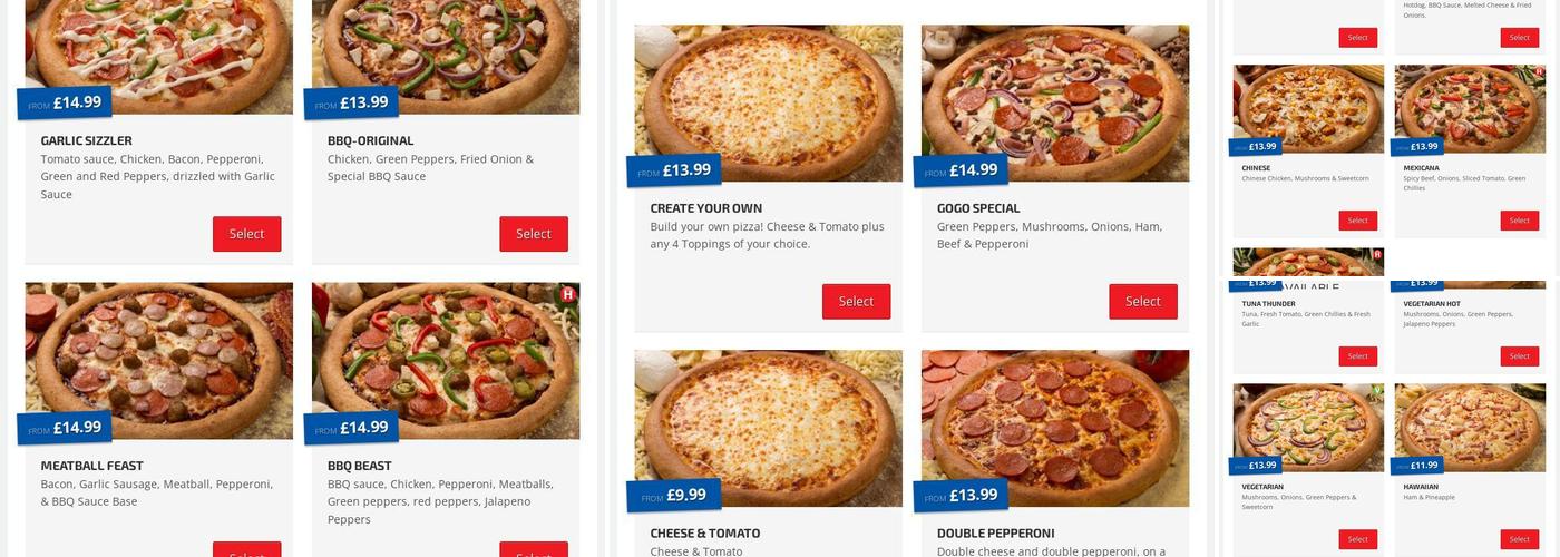 Pizza Go Go Stafford Menu