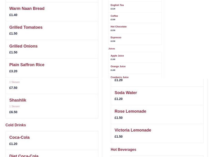 Qurtuba Restaurant 01535-958234 Menu