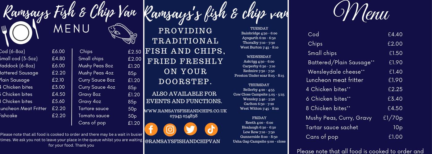 Ramsay's Mobile Fish and Chip Van Menu