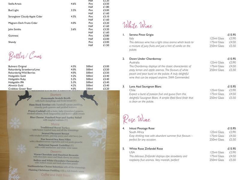Percy Wood Golf and Country Retreat Menu