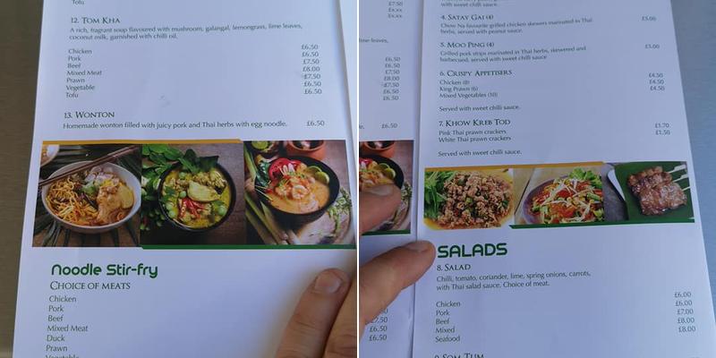 Chowna Thai street food Menu