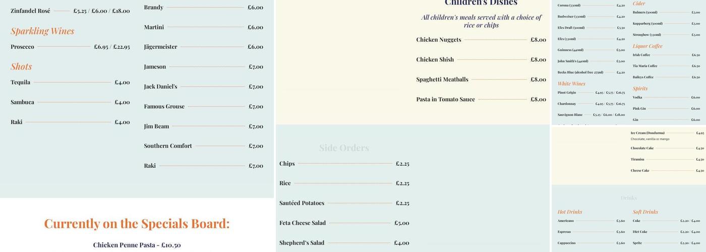 Istanbul Kitchen and Bar Menu