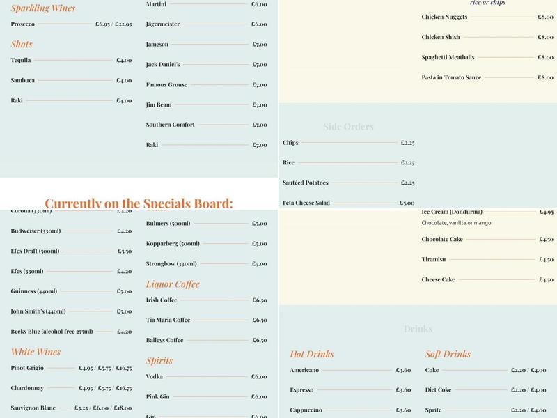 Istanbul Kitchen and Bar Menu