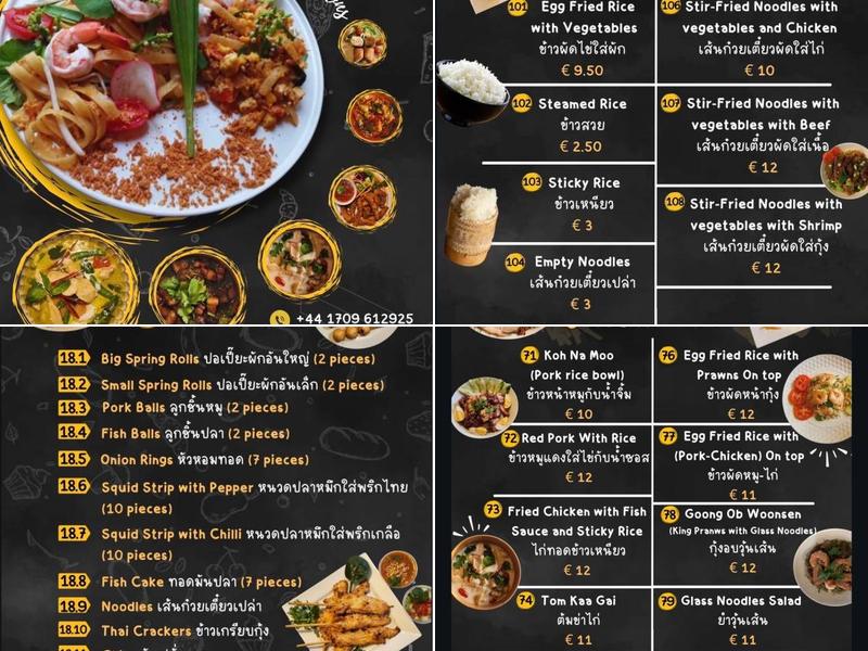 Thai River Kwai Menu