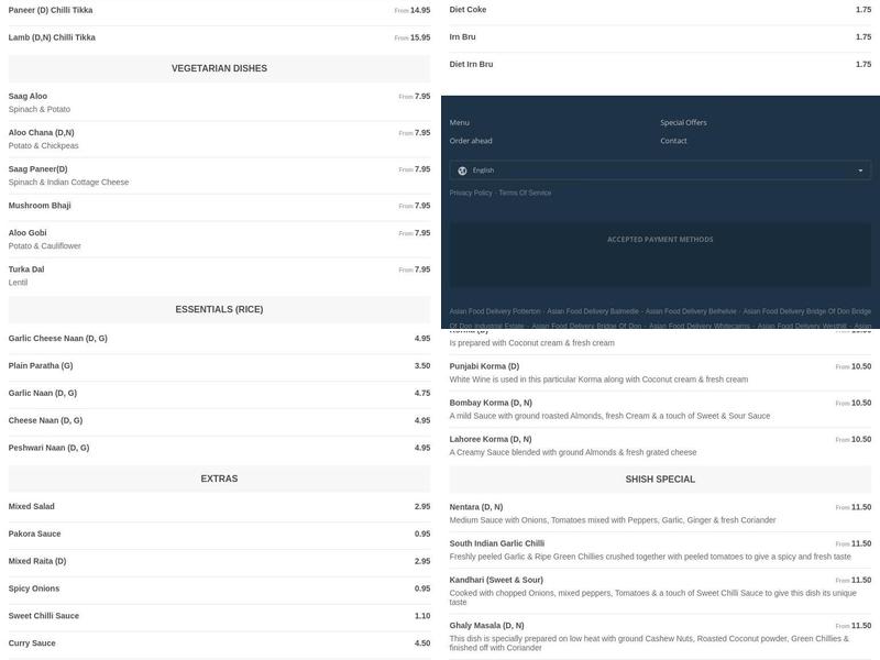 Shish-In-Stead Potterton Menu