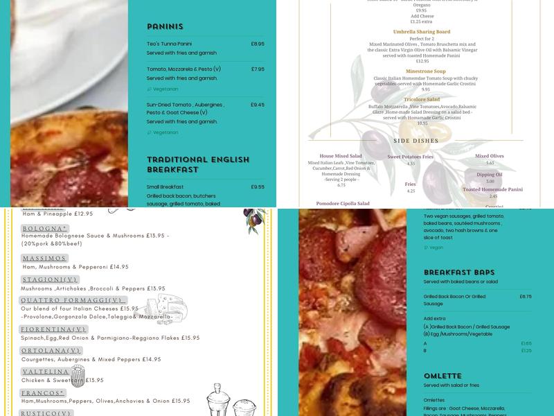 Teo’s Caffe & Bistro Menu