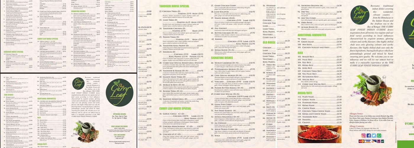 The Curry Leaf Menu