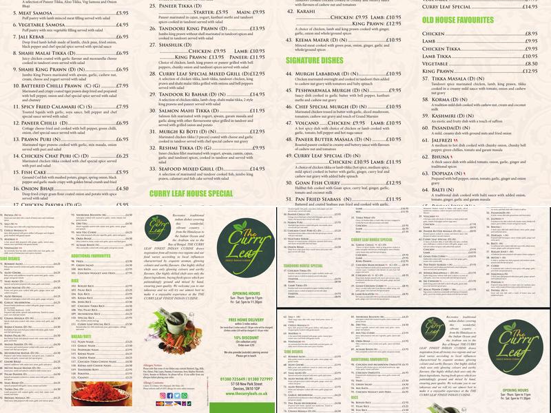 The Curry Leaf Menu
