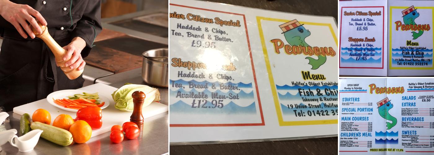 PEARSON'S • Fish & Chip Restaurant & Takeaway Menu