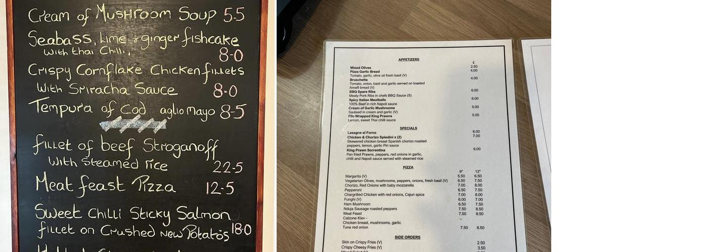 Hanson's Restaurant Menu