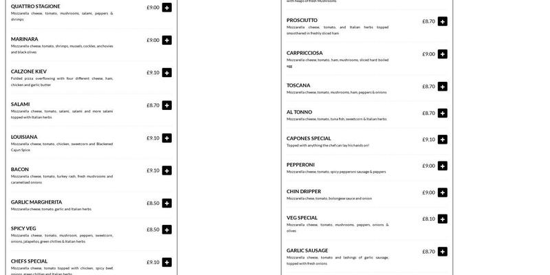 Capones Menu