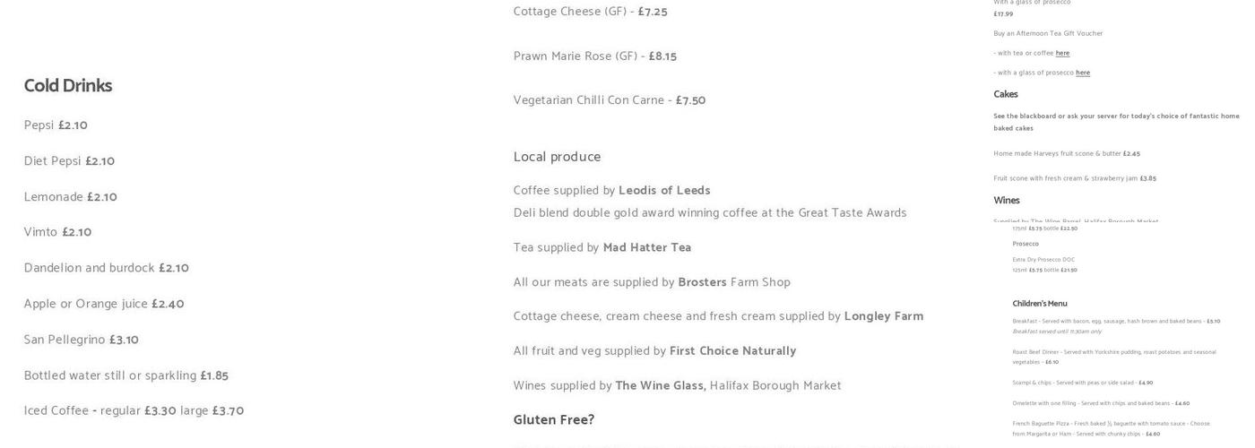 Upstairs at Harveys Restaurant Menu