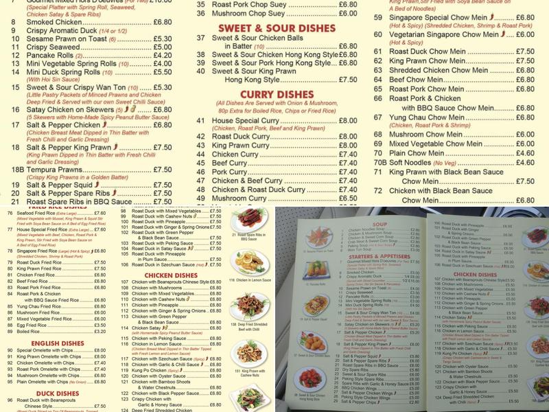 New Wok Chinese Takeaway Menu