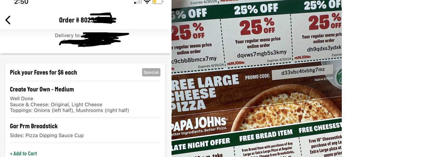 Papa Johns Pizza Menu
