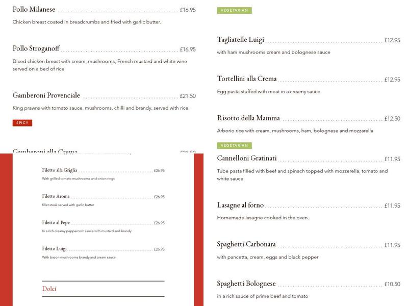 Luigi's Menu