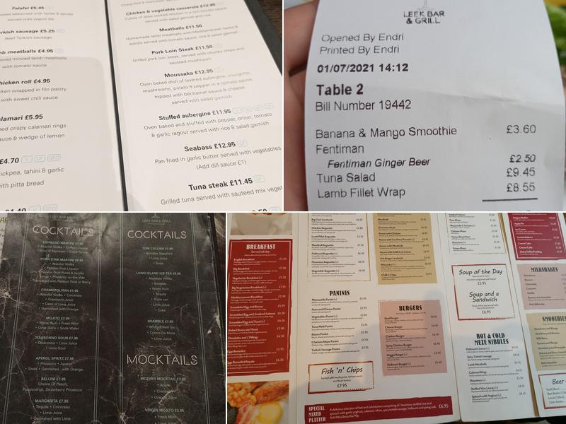 Leek Bar & Grill Menu