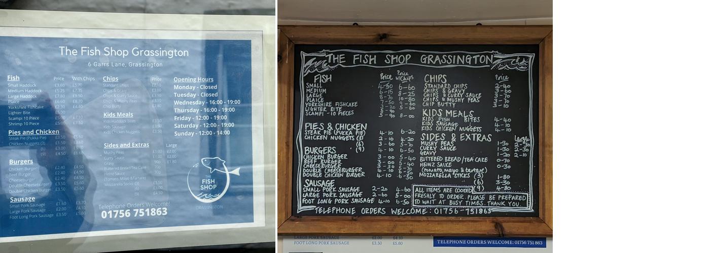 The Fish Shop Menu