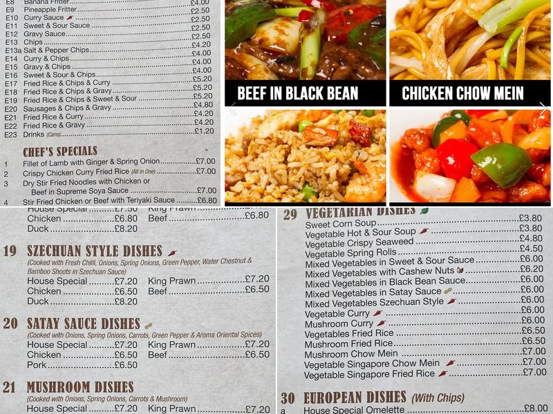 Dragon Inn Chinese Restaurant Leyburn Menu