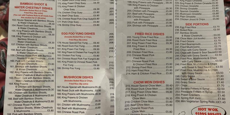 Hot Wok Menu