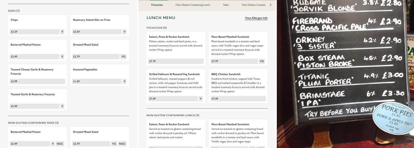 Thorn Inn Menu