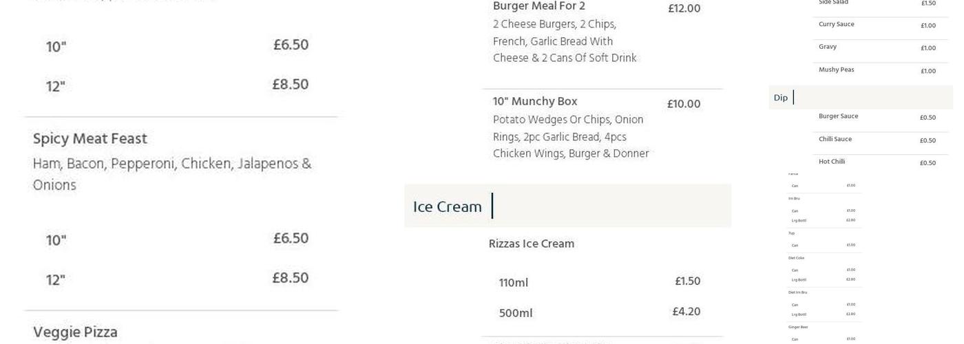 Burger & Pizza House Menu