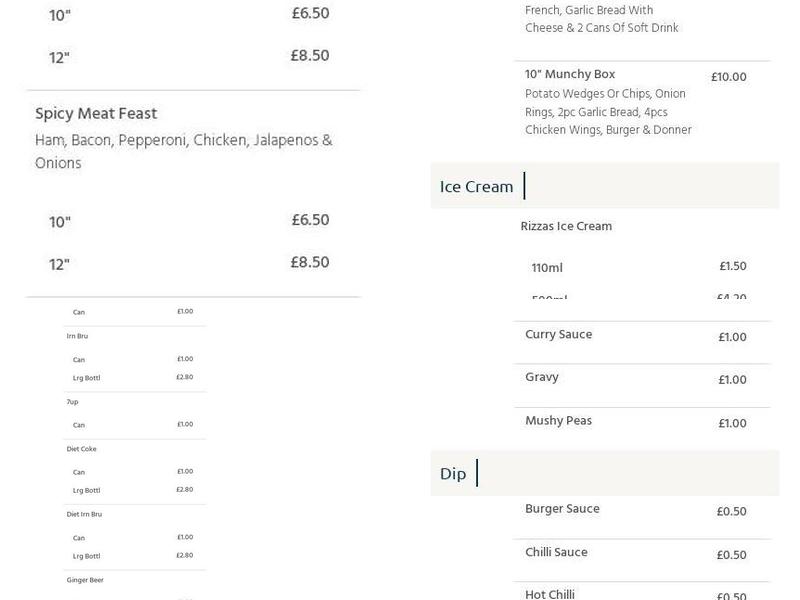 Burger & Pizza House Menu