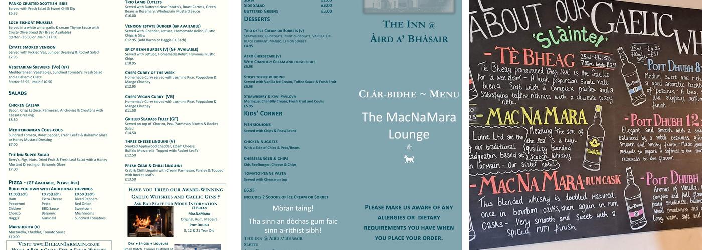 Macnamara & Bothin Bar Menu