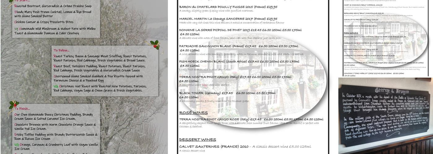 George & Dragon, Houghton Menu