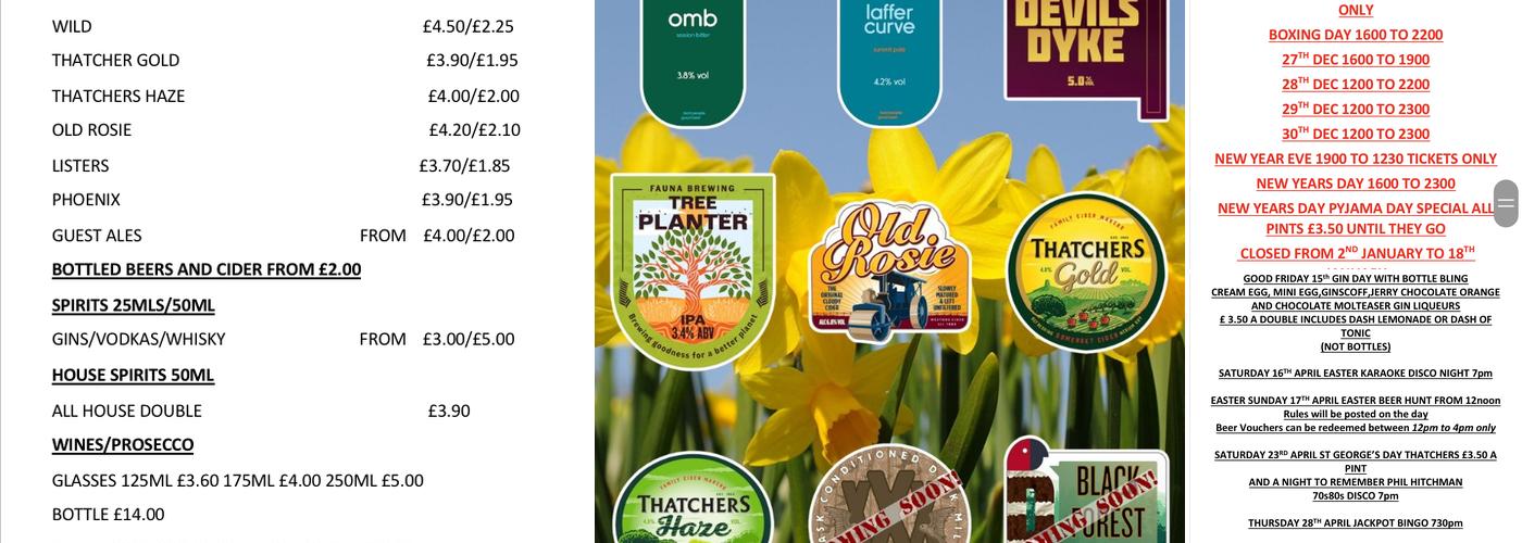 The Maypole Inn Yapton Menu