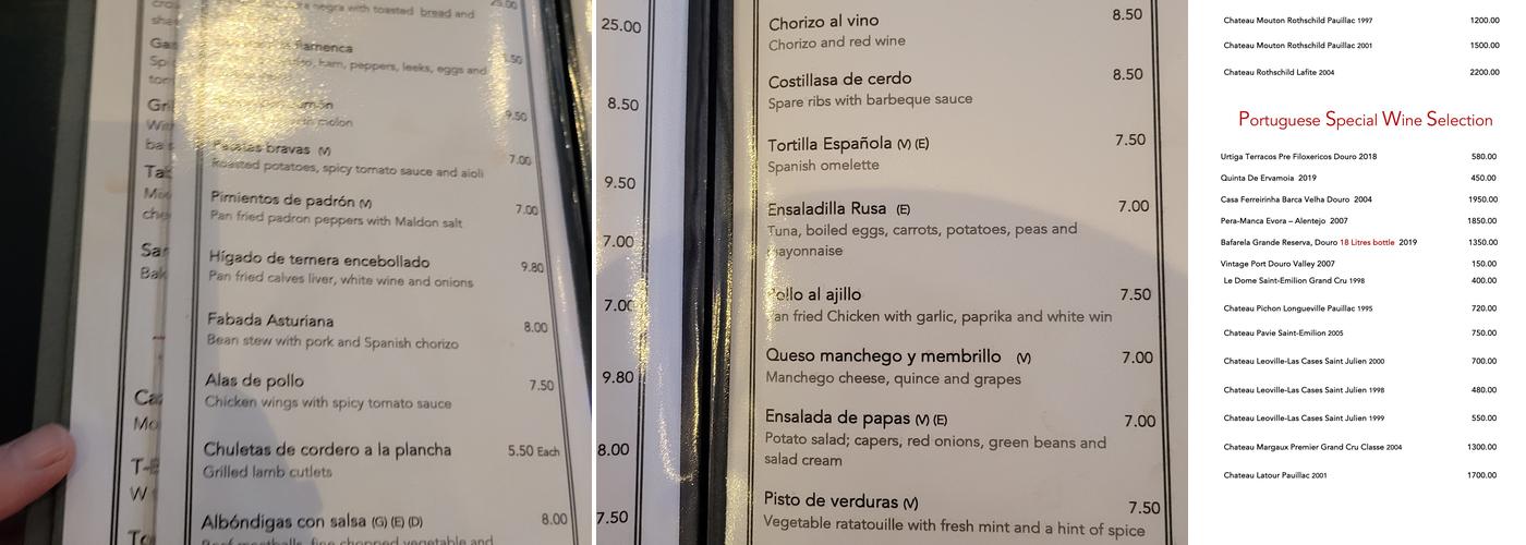 Vall de Cavall Menu