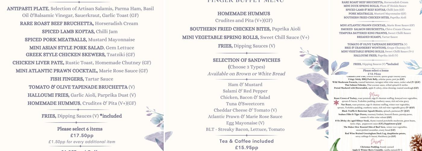 The Duke Sunninghill Menu