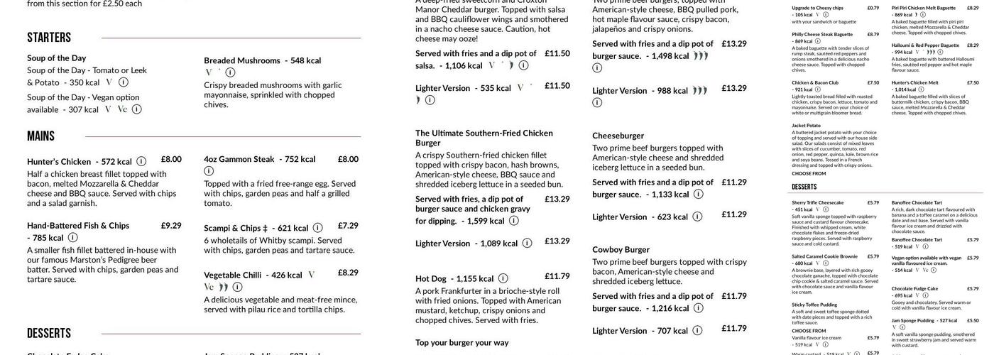 White Hart Menu