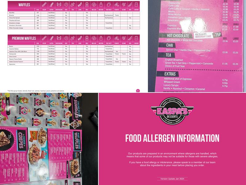 Kaspa's Ashford Menu