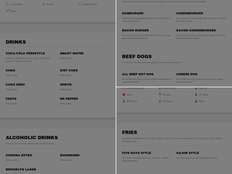 Five Guys Ashford Designer Outlet Menu