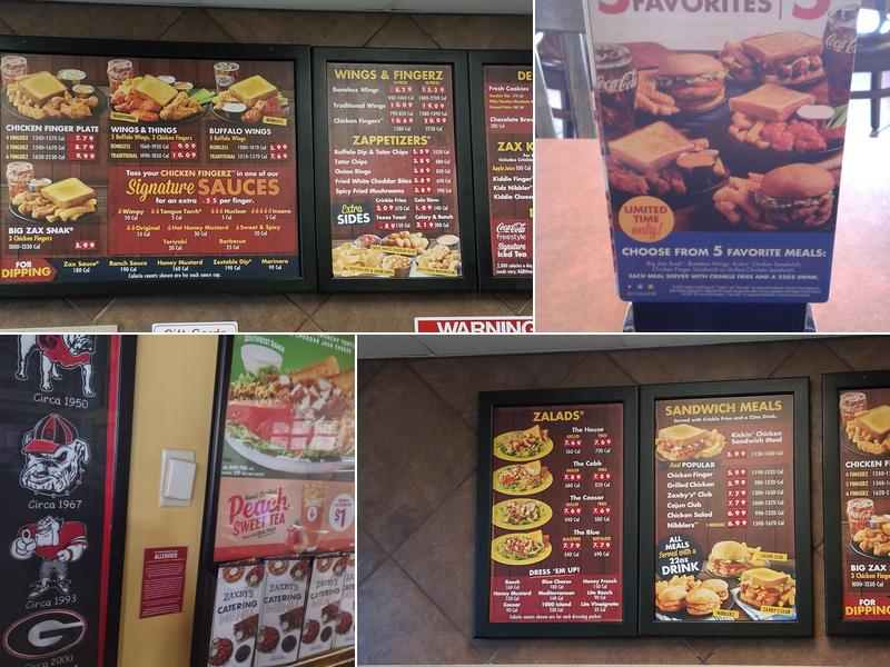 Zaxbys Chicken Fingers & Buffalo Wings Menu