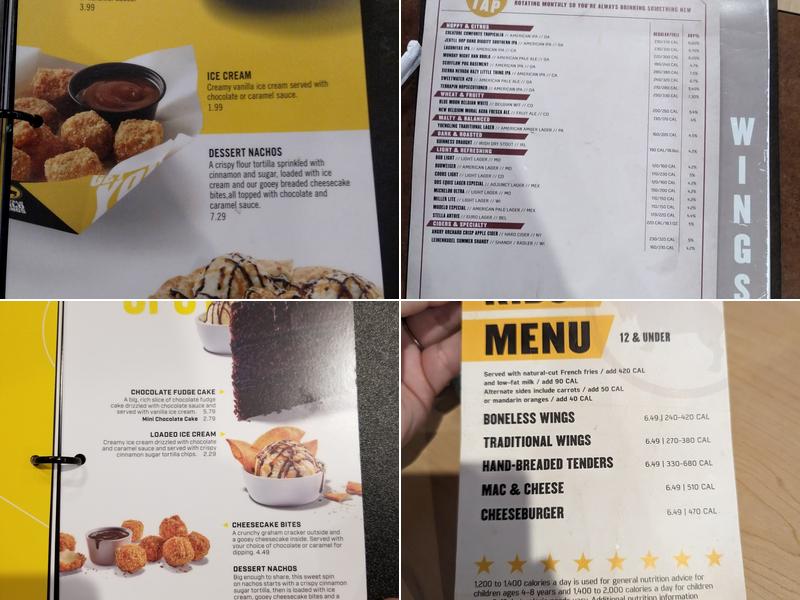 Buffalo Wild Wings Menu