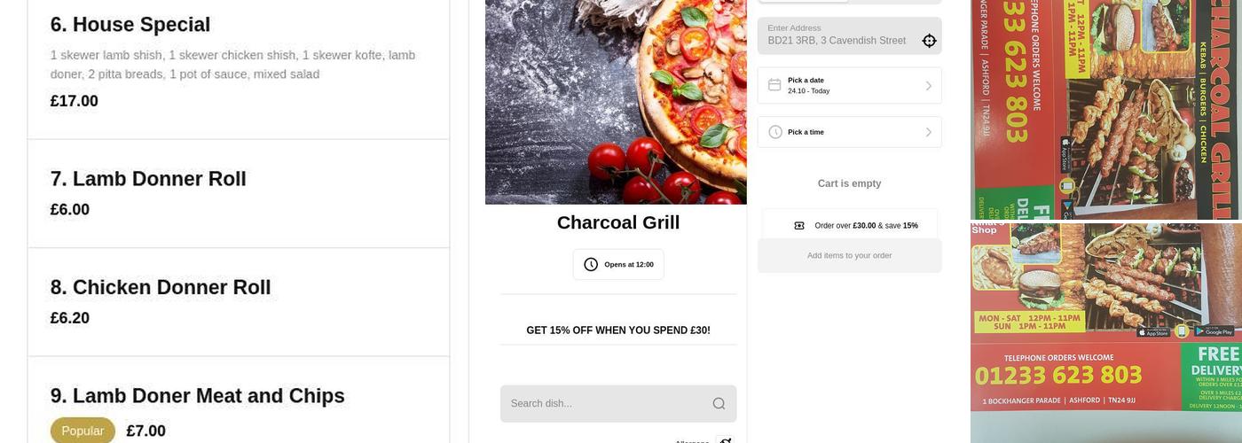 Charcoal Grill Ashford (Kent) Menu