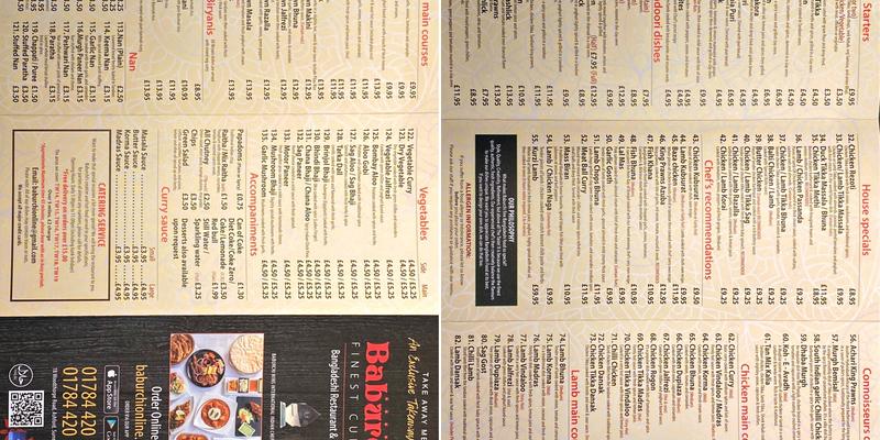 Baburchi Menu