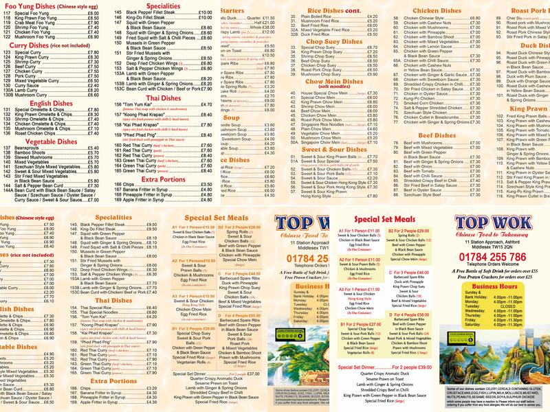 Top Wok - Chinese Takeaway Menu