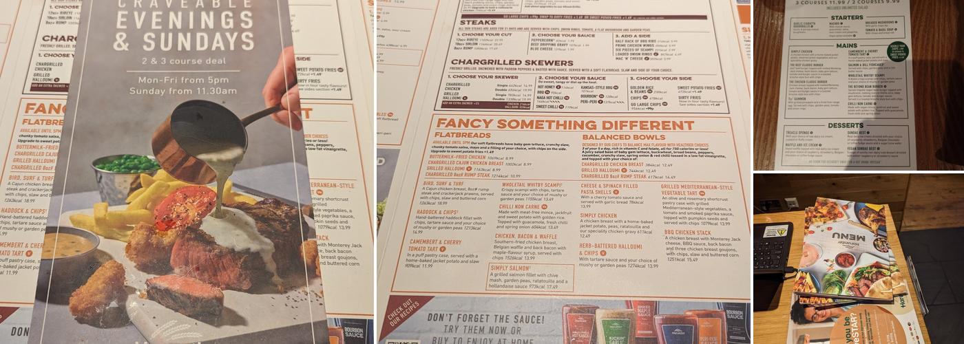 Harvester Bulldog Ashford Menu