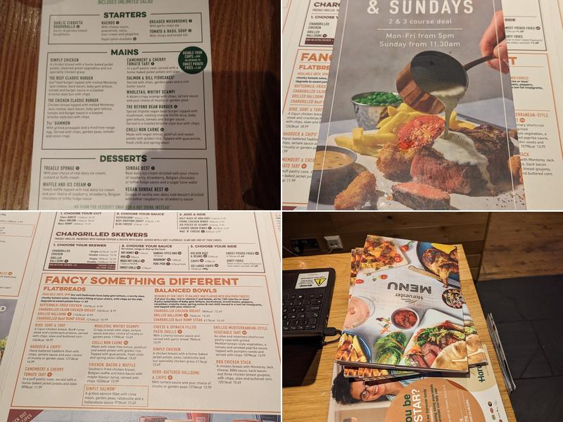 Harvester Bulldog Ashford Menu
