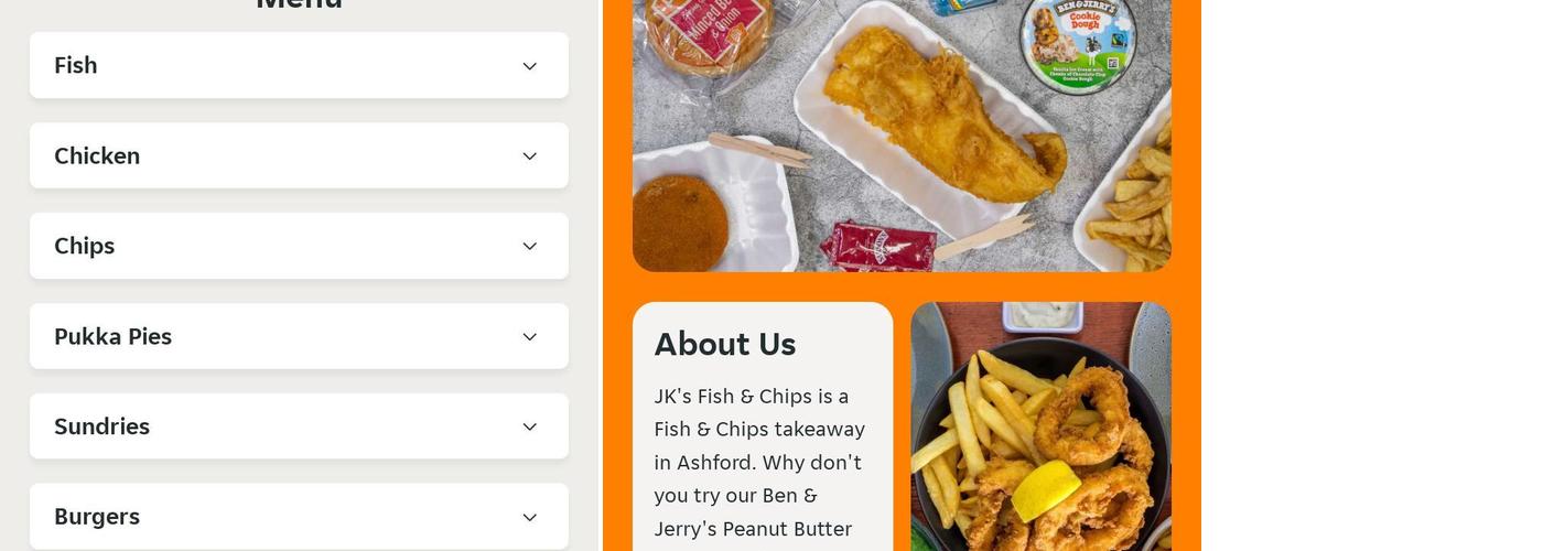 J.Ks Fish & Chips Ashford Menu