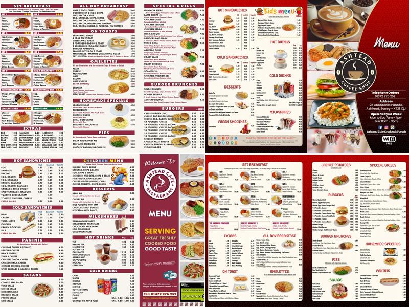 Ashtead Cafe Menu