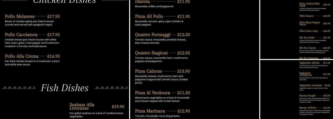 Basilico Restaurant Macclesfield Menu