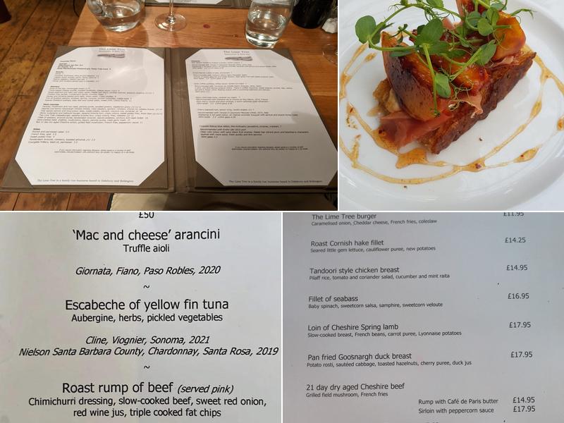 The Lime Tree Restaurant and Wine Bar Menu
